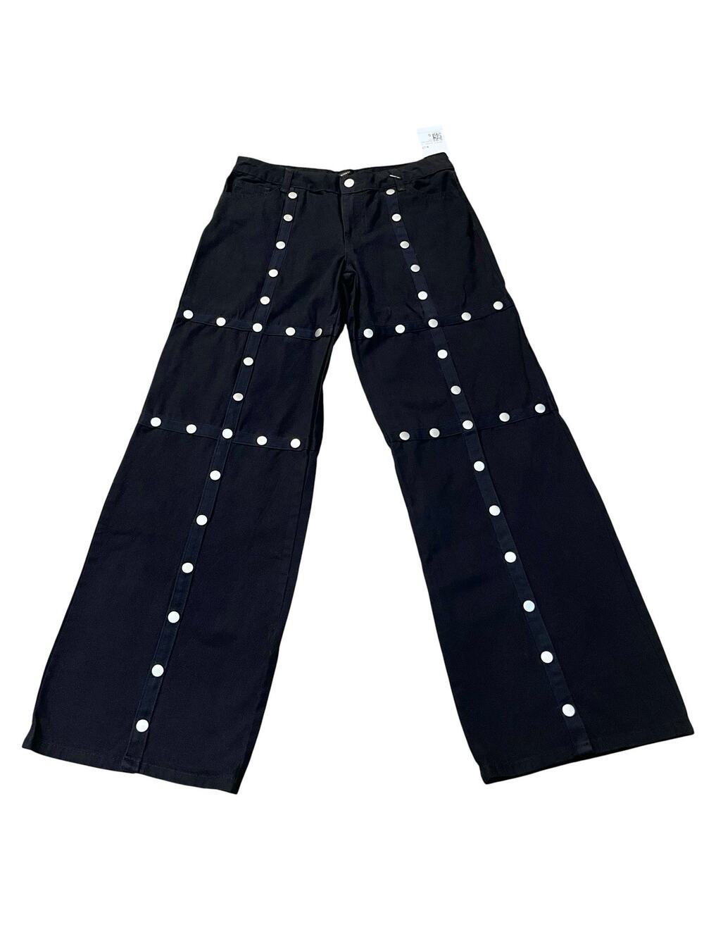 Forever 21 Wide Leg Studded Ankle Pants Small Gothic Grunge Festival Punk Black